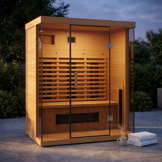 NovaTherm DualVista Infrared Sauna Cabin — Studio Shot