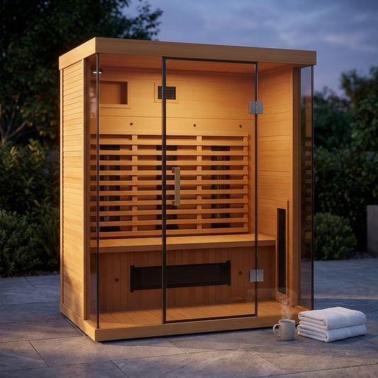 NovaTherm DualVista Infrared Sauna Cabin — Studio Shot