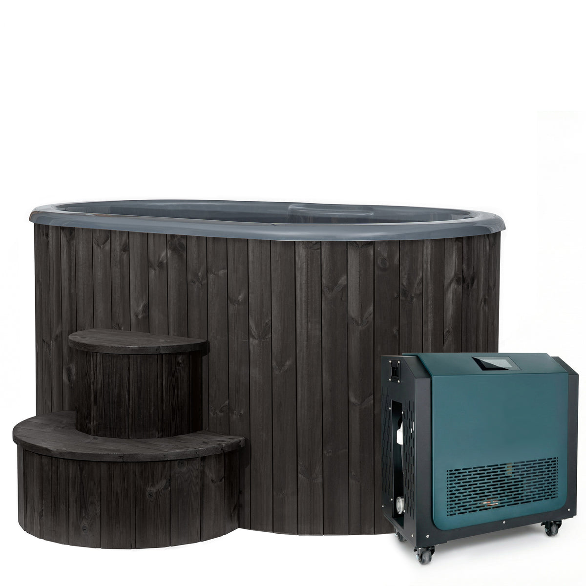 SaunaLife Model S2BC Package – 2-Person Hot & Cold Immersion Tub with Chiller/Heater (Black)