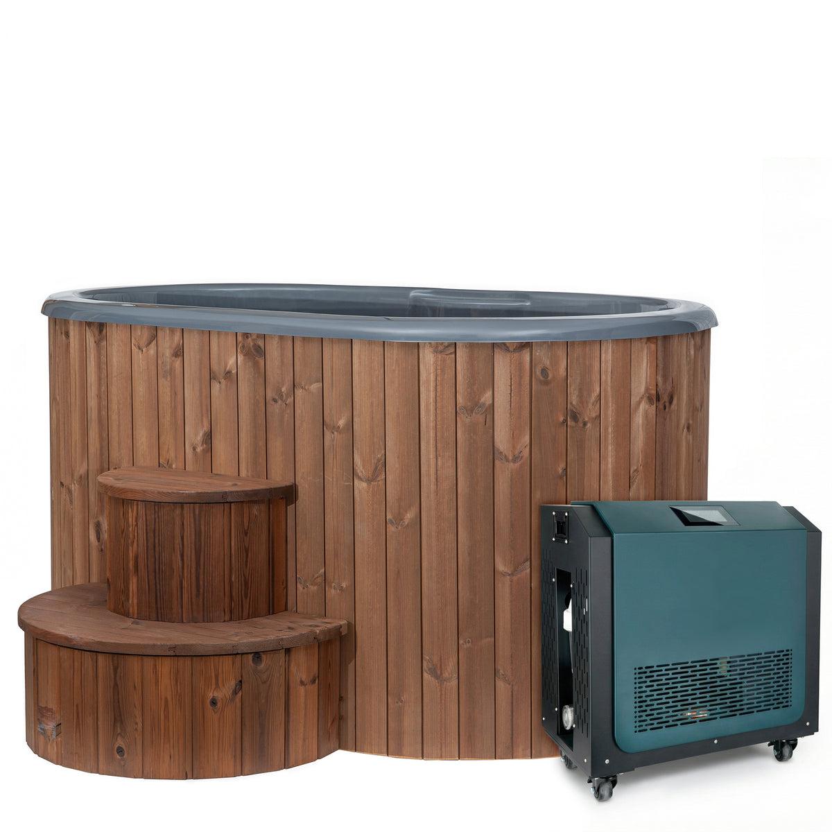 SaunaLife Model S2NC Package – 2-Person Hot & Cold Immersion Tub with Chiller/Heater (Natural)