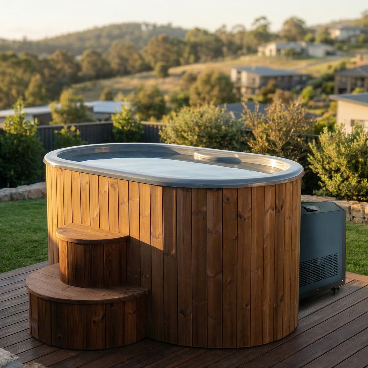SaunaLife Model S2NC Package – 2-Person Hot & Cold Immersion Tub with Chiller/Heater (Natural)