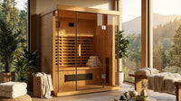 NovaTherm DualVista Infrared Sauna Cabin — Lifestyle